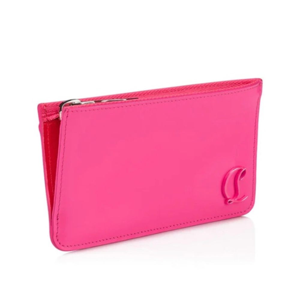 Christian Louboutin loubi54 zipped wallet card case neon pink fluo $390
